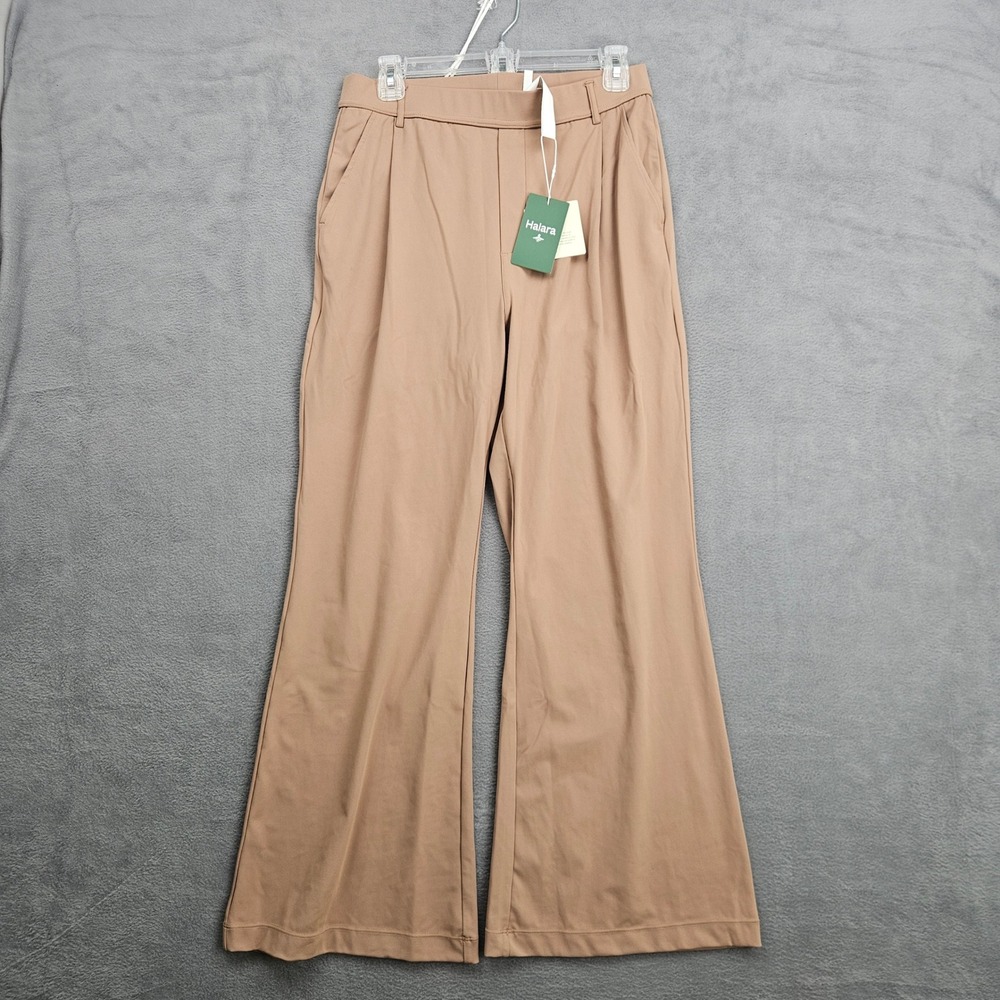 Halara Wide Leg Work Pants Taupe Stretch Travel Career NWT Medium